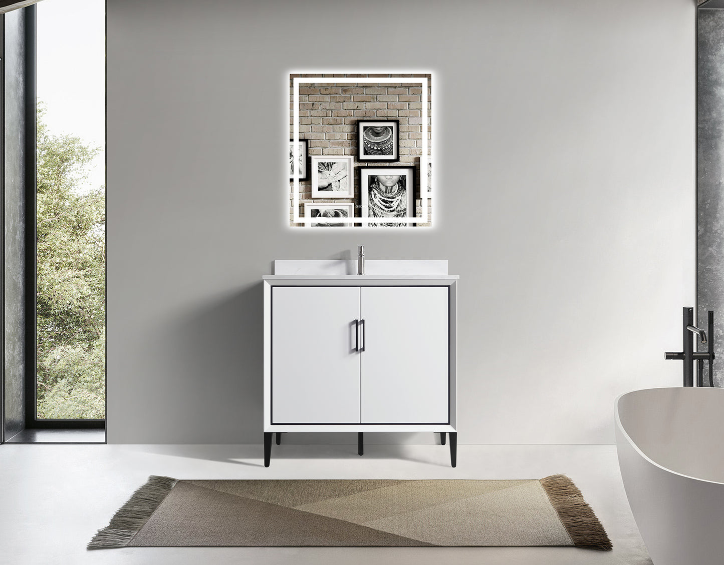 ODBO 36"x22"x35" Bathroom Cabinet with Large Space ODBO4-36WHT