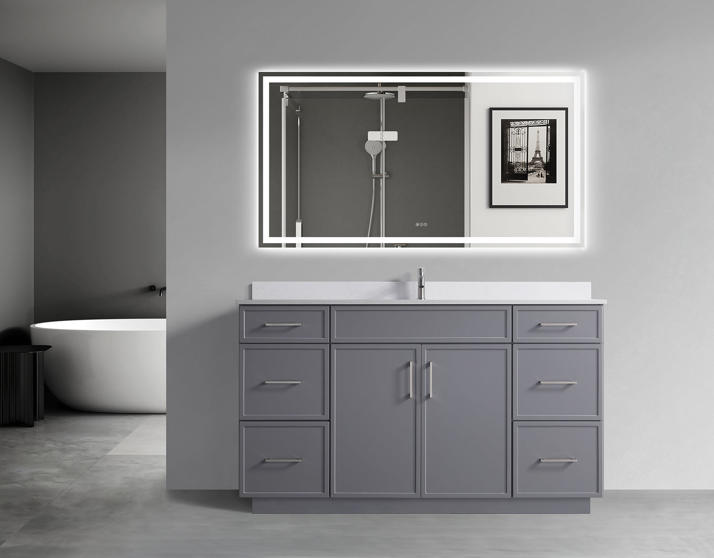 ODBO 60"x22"x35" Bathroom Wall Cabinet Over The Toilet Space Saver Storage Cabinet ODBO3-60SGRY