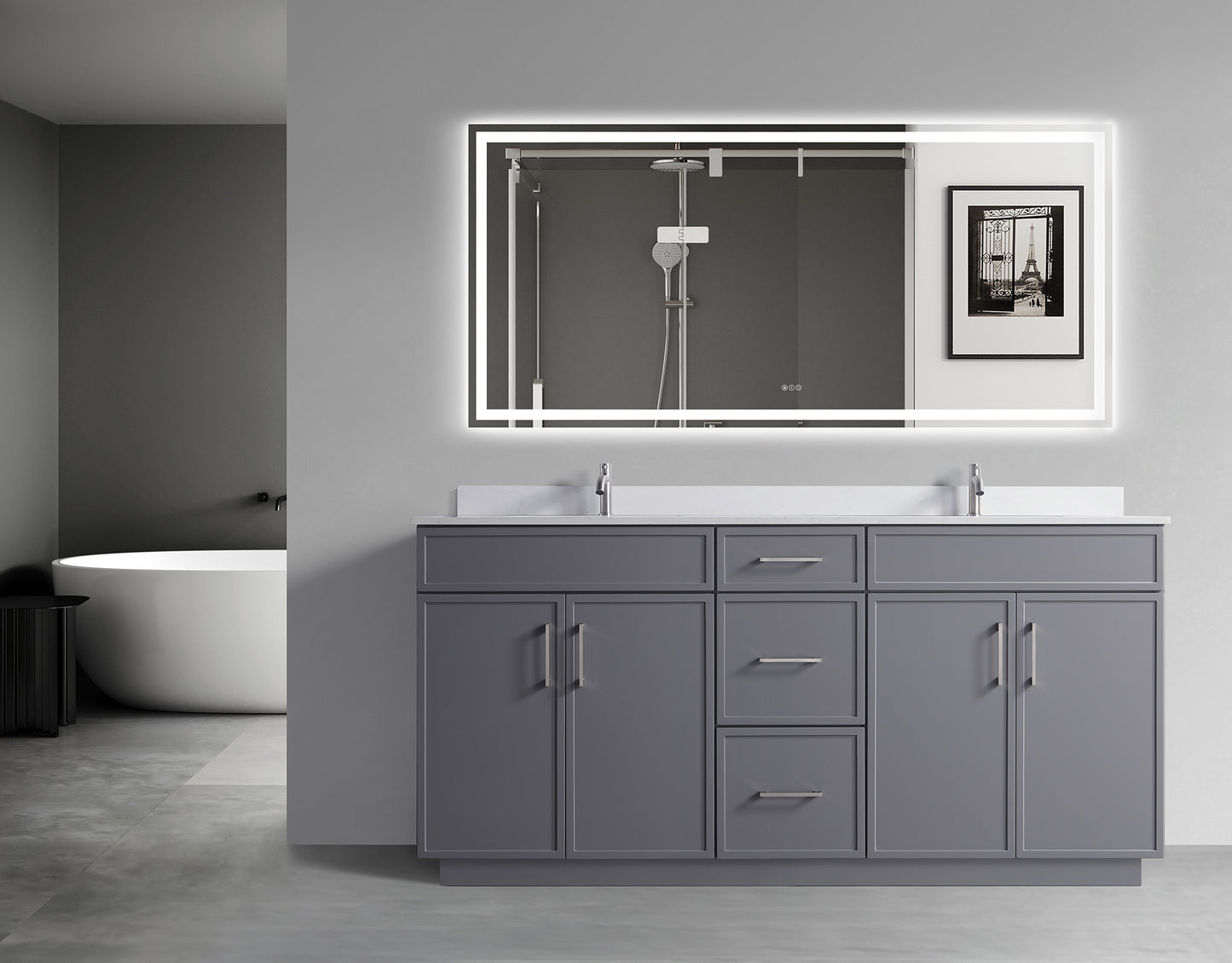 ODBO 72"x22"x35" Storage Cabinet Over The Toilet for Bathroom ODBO3-72DGRY