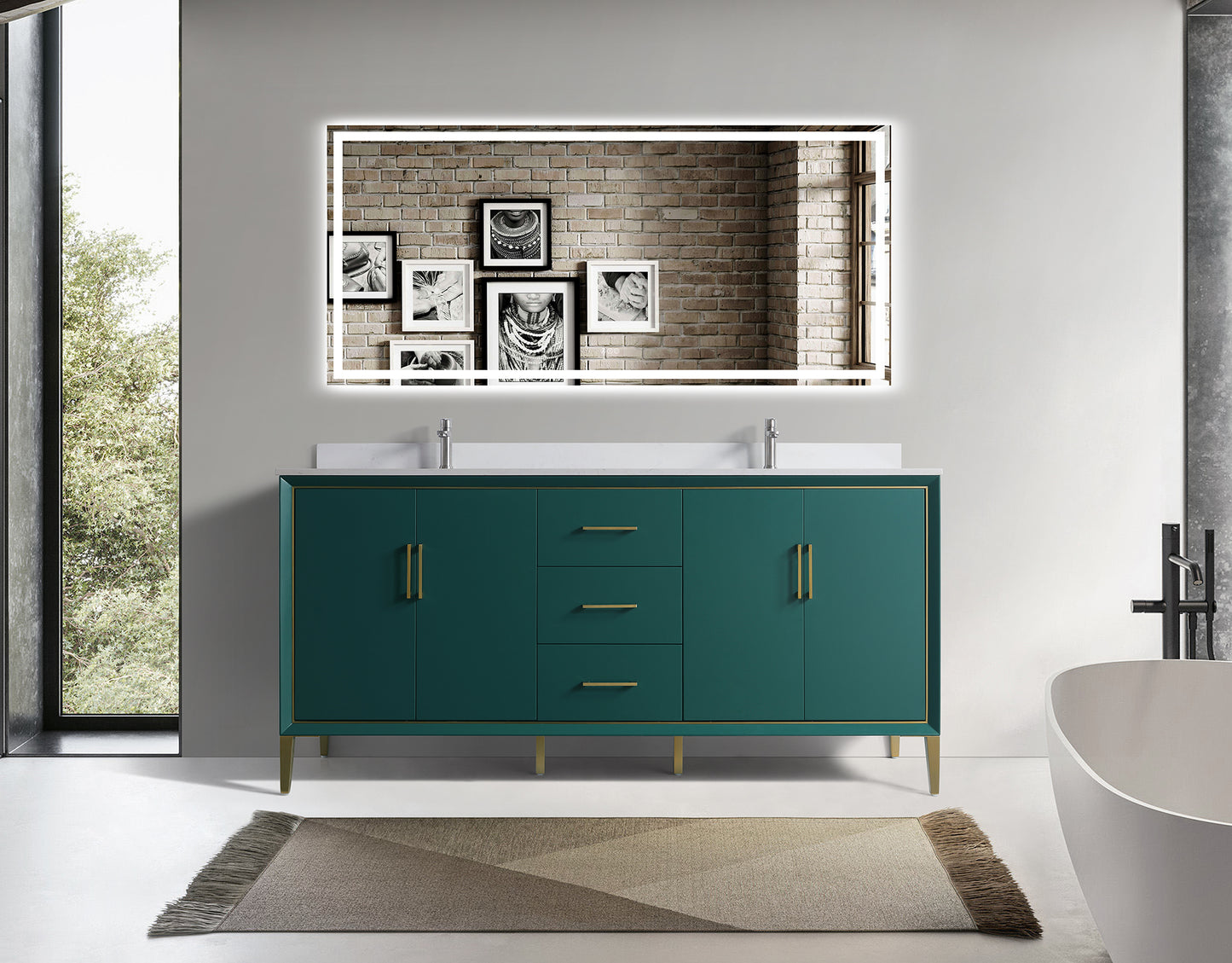 ODBO 72"x22"x35" Bathroom Wall Cabinet Over Toilet ODBO4-72DGRN