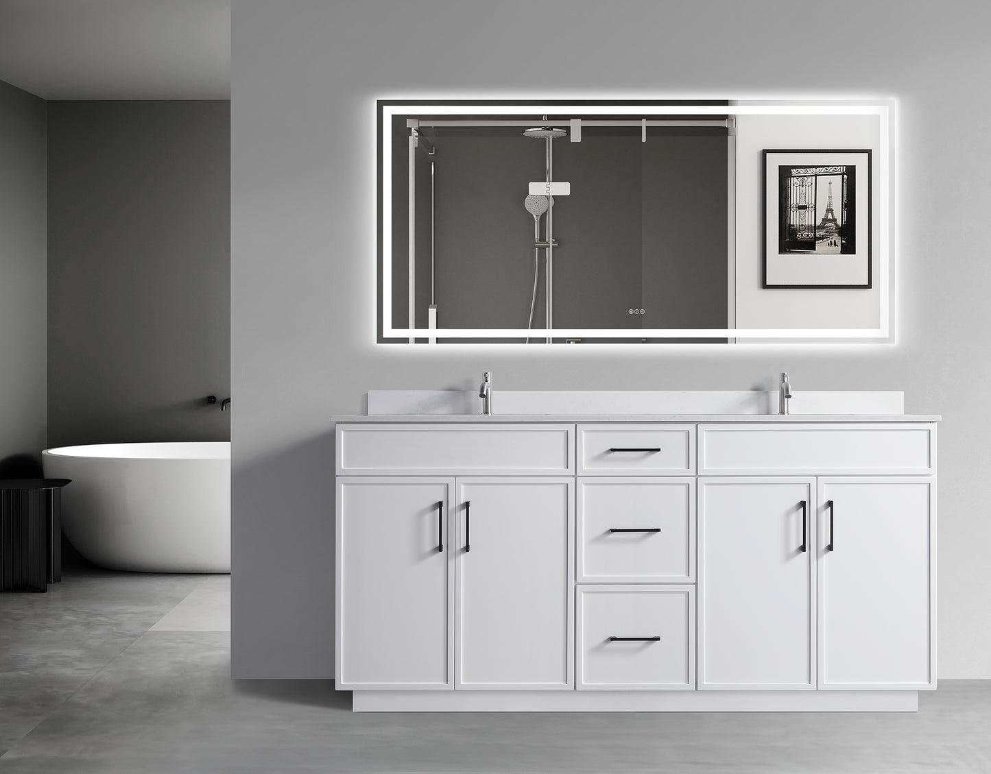 ODBO 72"x22"x35" Over The Toilet Storage Cabinet Wall Cabinet for Bathroom ODBO3-72DWHT