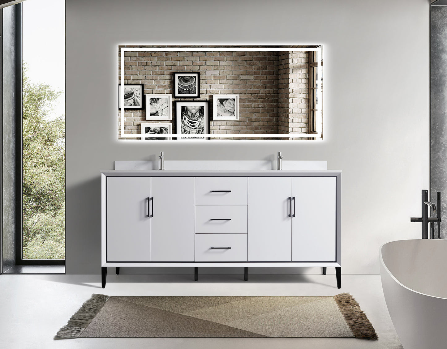 ODBO 72"x22"x35" Over The Toilet Bathroom Storage Cabinet for Bathroom ODBO4-72DWHT