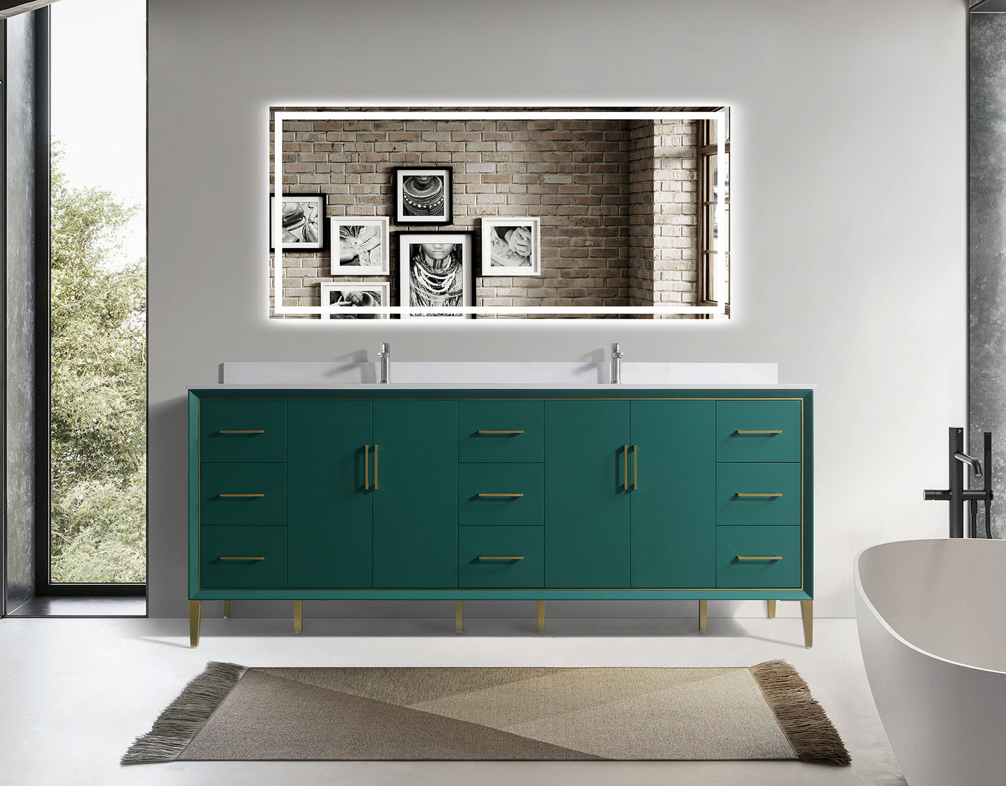 ODBO 84"x22"x35" Bathroom Cabinet with Doors Wall Cabinet ODBO4-84DGRN