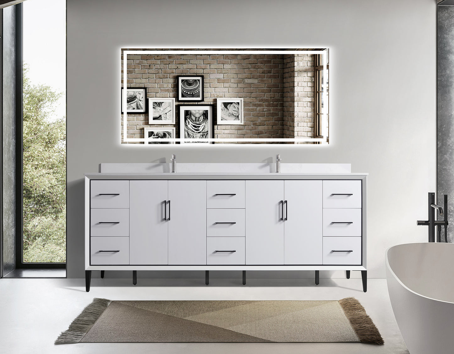 ODBO 84"x22"x35" Bathroom Cabinet Space Saver Storage Cabinets for Bathroom ODBO4-84DWHT