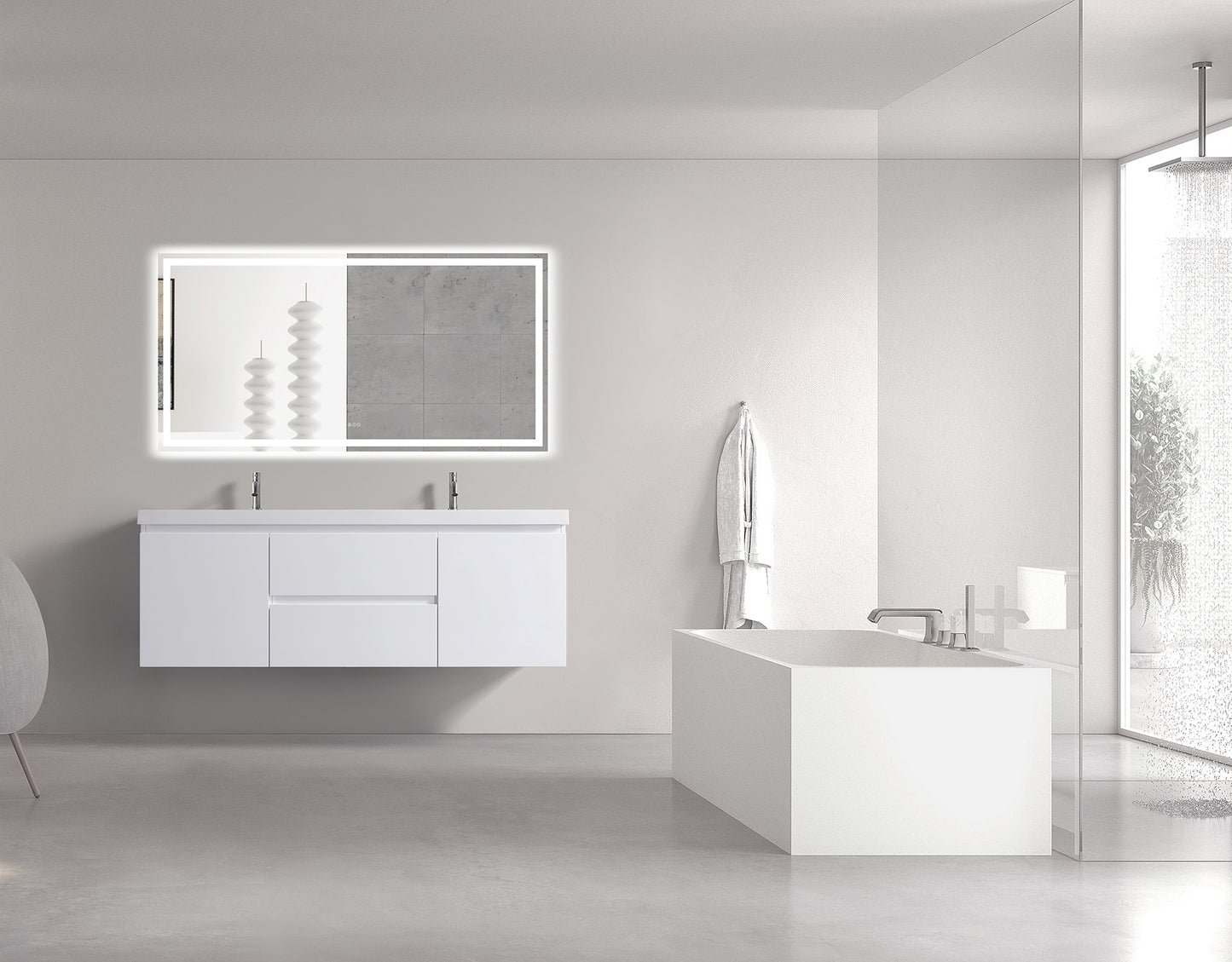 ODBO 59 1/4"x19 3/4"x21 3/4" Bathroom Wall Cabinet Over Toilet ODBO1-60D