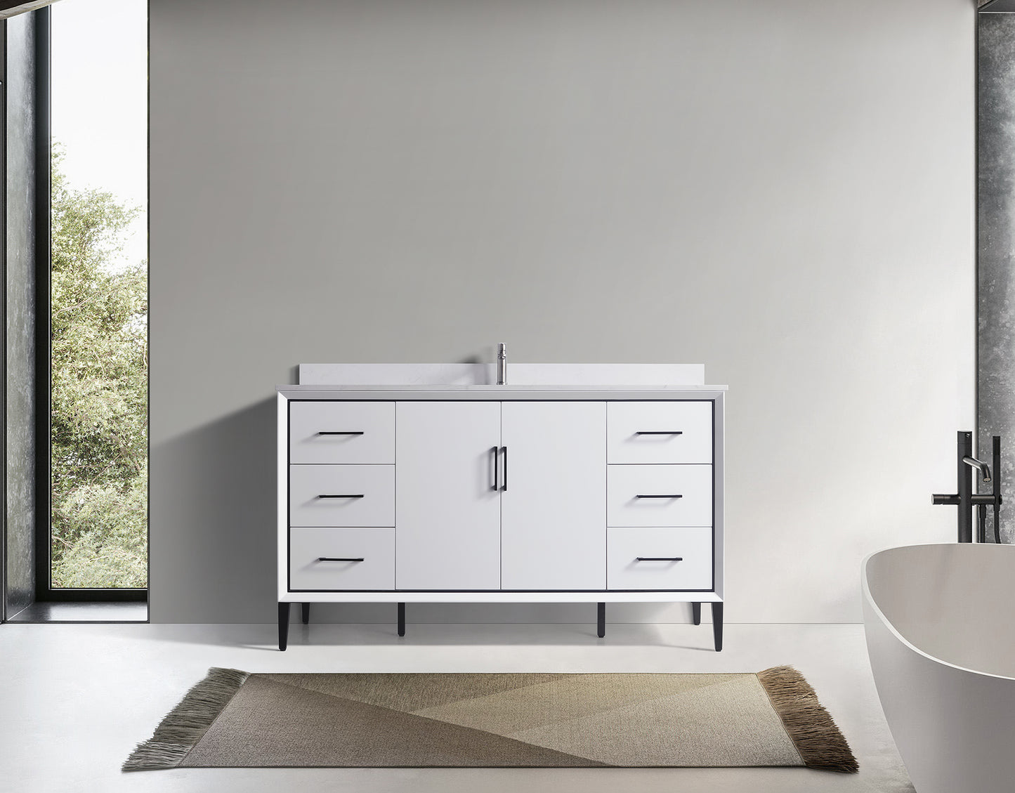 ODBO 60"x22"x35" Cabinet Storage with Doors and Shelf Cottage Collection Wall Cabinet ODBO4-60SWHT