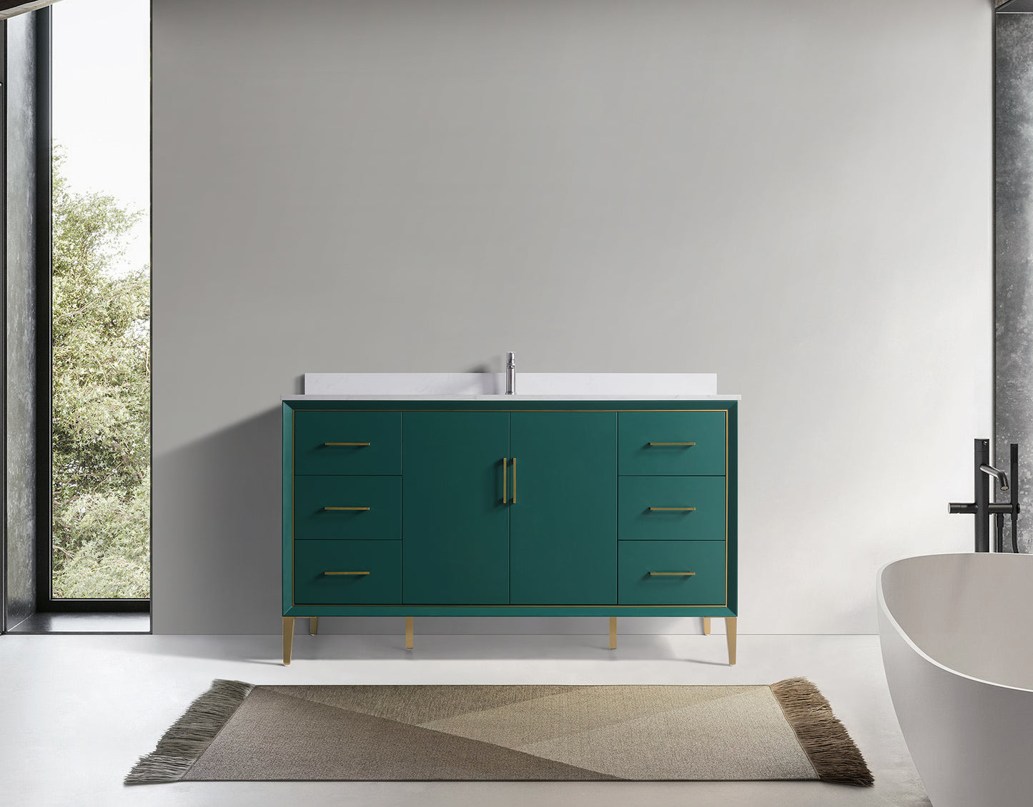 ODBO 60"x22"x35" Bathroom Cabinet with Doors Wall Cabinet ODBO4-60SGRN