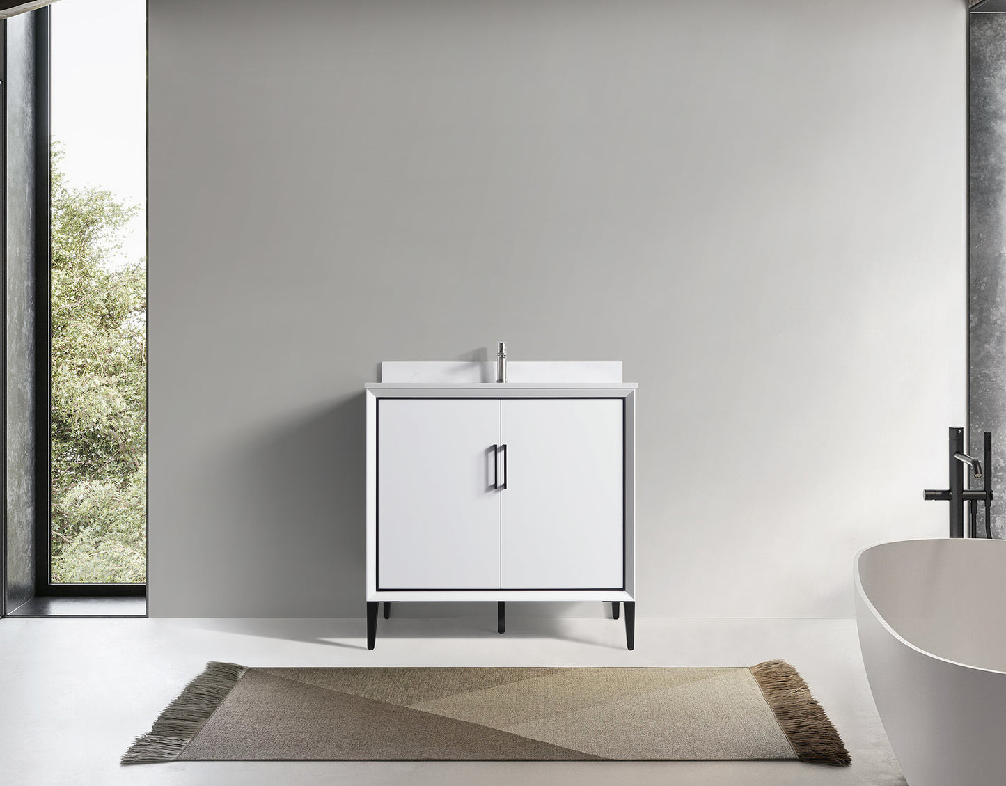 ODBO 36"x22"x35" Bathroom Cabinet with Large Space ODBO4-36WHT