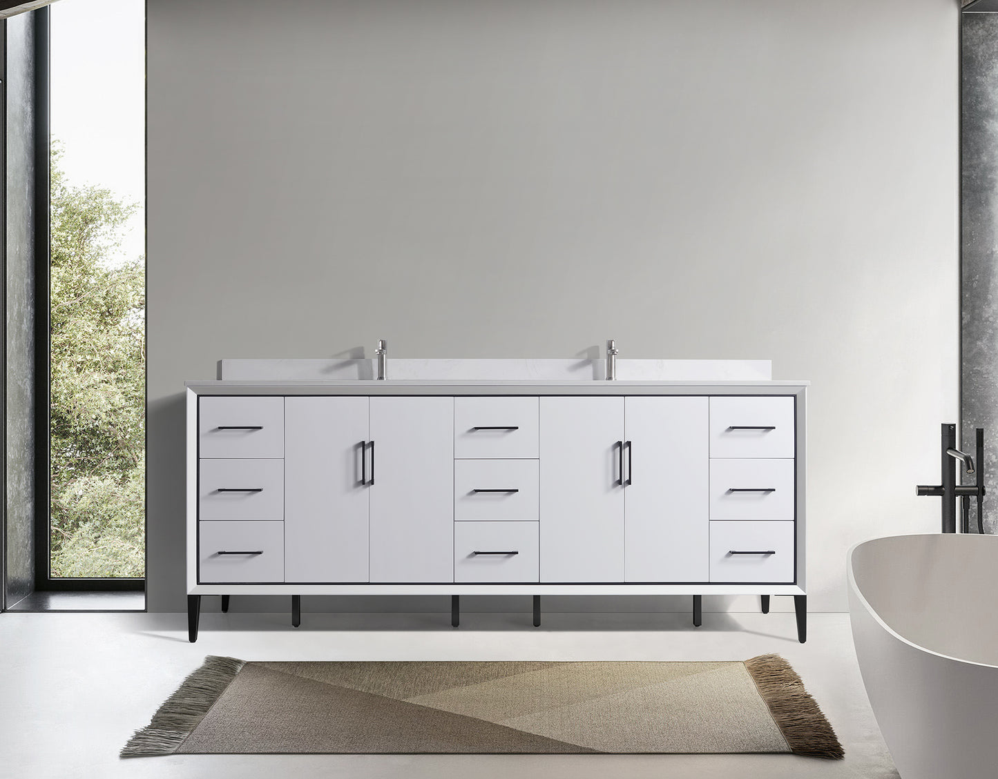 ODBO 84"x22"x35" Bathroom Cabinet Space Saver Storage Cabinets for Bathroom ODBO4-84DWHT