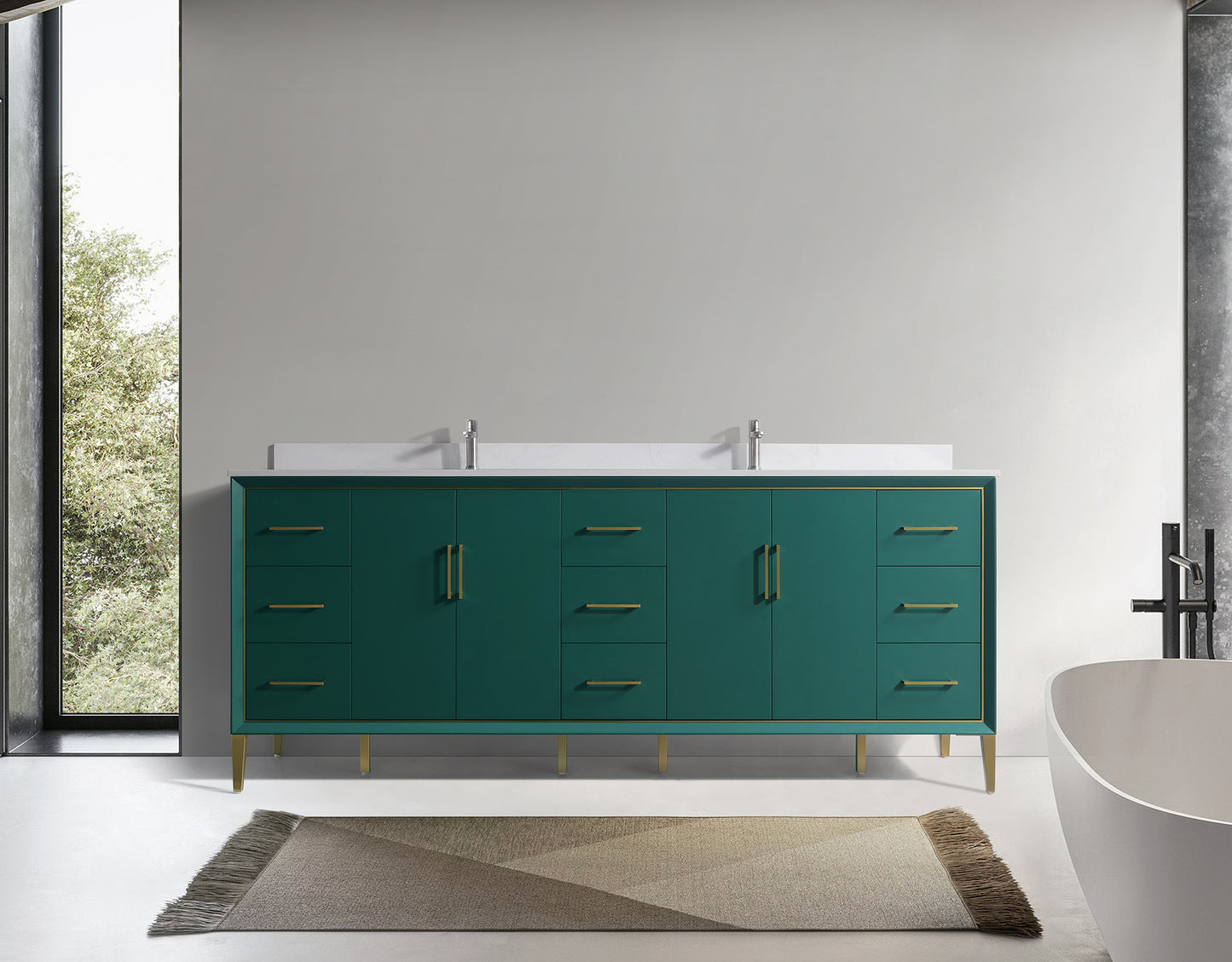 ODBO 84"x22"x35" Bathroom Cabinet with Doors Wall Cabinet ODBO4-84DGRN