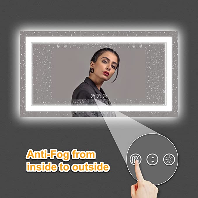 ODBO W72 x H32" Square LED Color Changing LED Mirror Silver L001B18181
