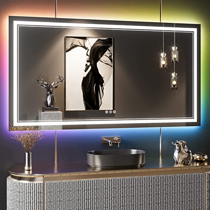ODBO W60 x H28" Square Bathroom mirrors for vanity Silver L001AC15070RGB