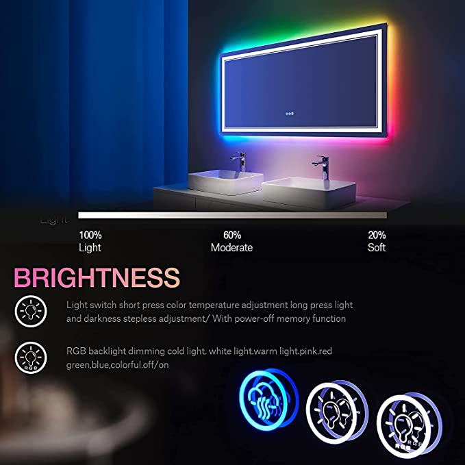ODBO W60 x H28" Square Bathroom mirrors for vanity Silver L001AC15070RGB
