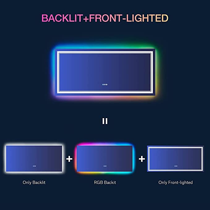 ODBO W60 x H28" Square Bathroom mirrors for vanity Silver L001AC15070RGB