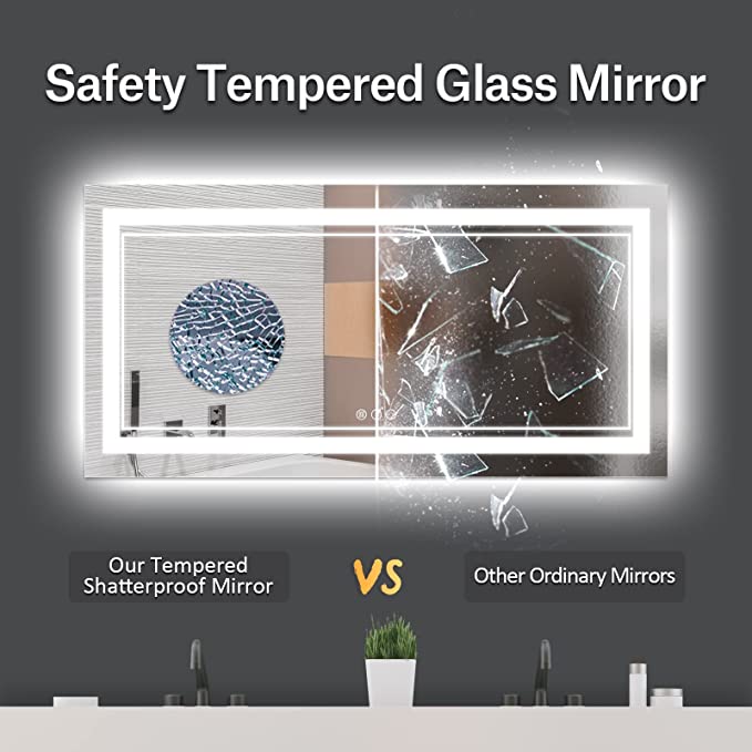 ODBO W60 x H36" Square LED light mirror, Bathroom mirror with lights Silver L001B15090
