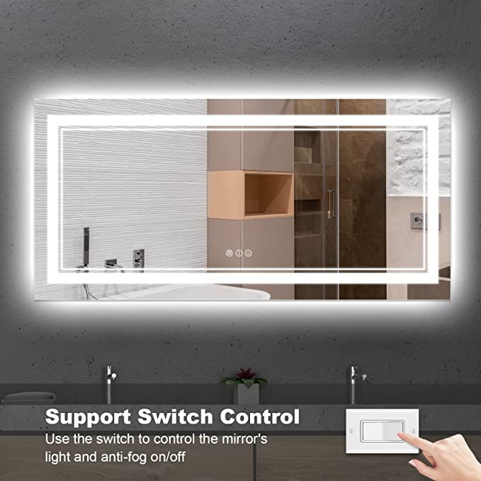 ODBO W60 x H36" Square LED light mirror, Bathroom mirror with lights Silver L001B15090
