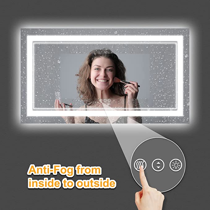 ODBO W60 x H36" Square LED light mirror, Bathroom mirror with lights Silver L001B15090