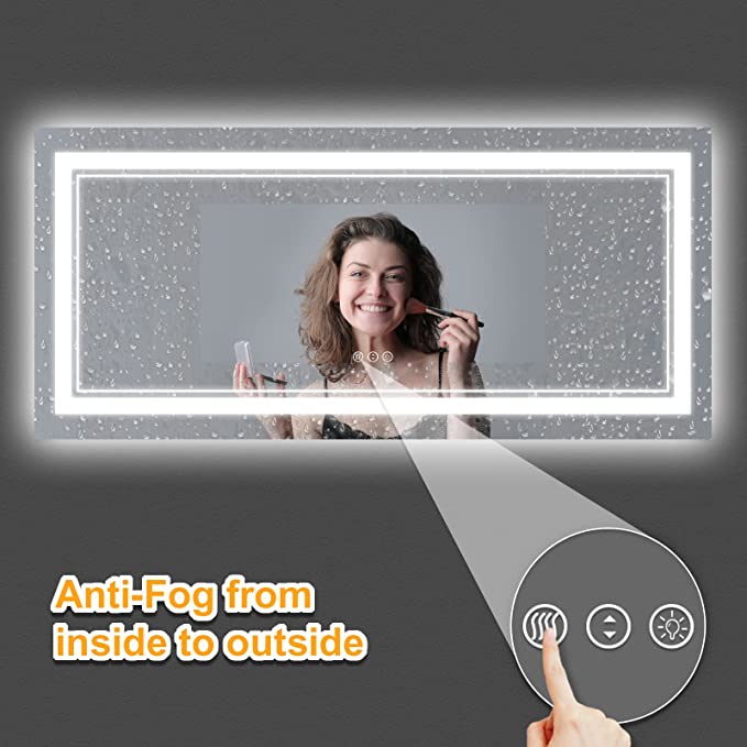 ODBO W60 x H40" Square LED Mirror for Bathroom, wall mounted, 3 Colors,Silver L001B150100