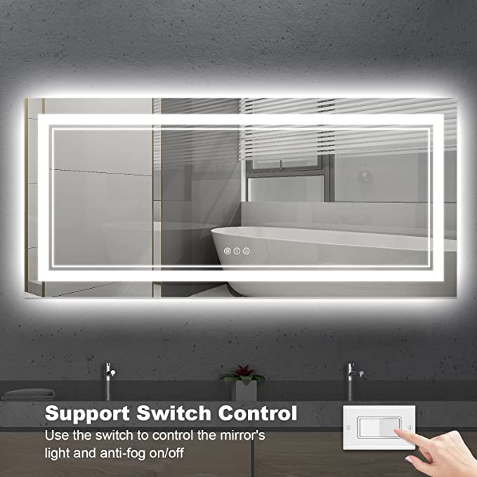 ODBO W60 x H40" Square LED Mirror for Bathroom, wall mounted, 3 Colors,Silver L001B150100