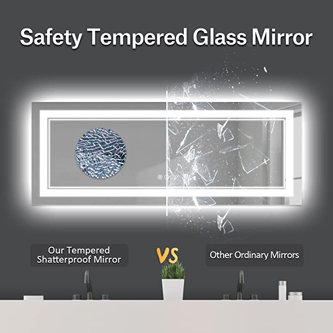 ODBO W77 x H36" Square Bathroom Wall-Mounted Led mirror with lights Silver L001B19590