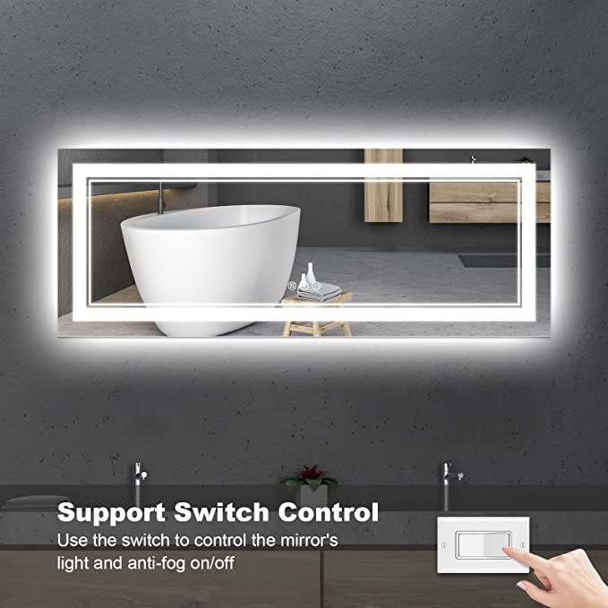 ODBO W77 x H36" Square Bathroom Wall-Mounted Led mirror with lights Silver L001B19590