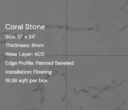 XPF Flooring- Coral Stone Bey 8mm 100% waterproof 19.38sf/box