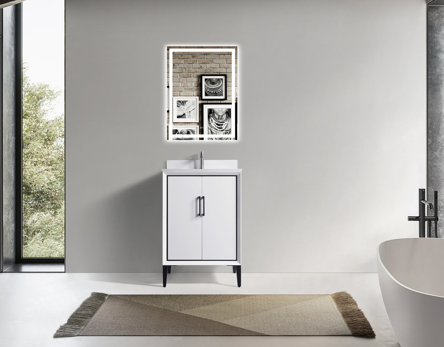 ODBO 24"x22"x35" Cabinet with Doors Over The Toilet Storage for Bathroom ODBO4-24WHT