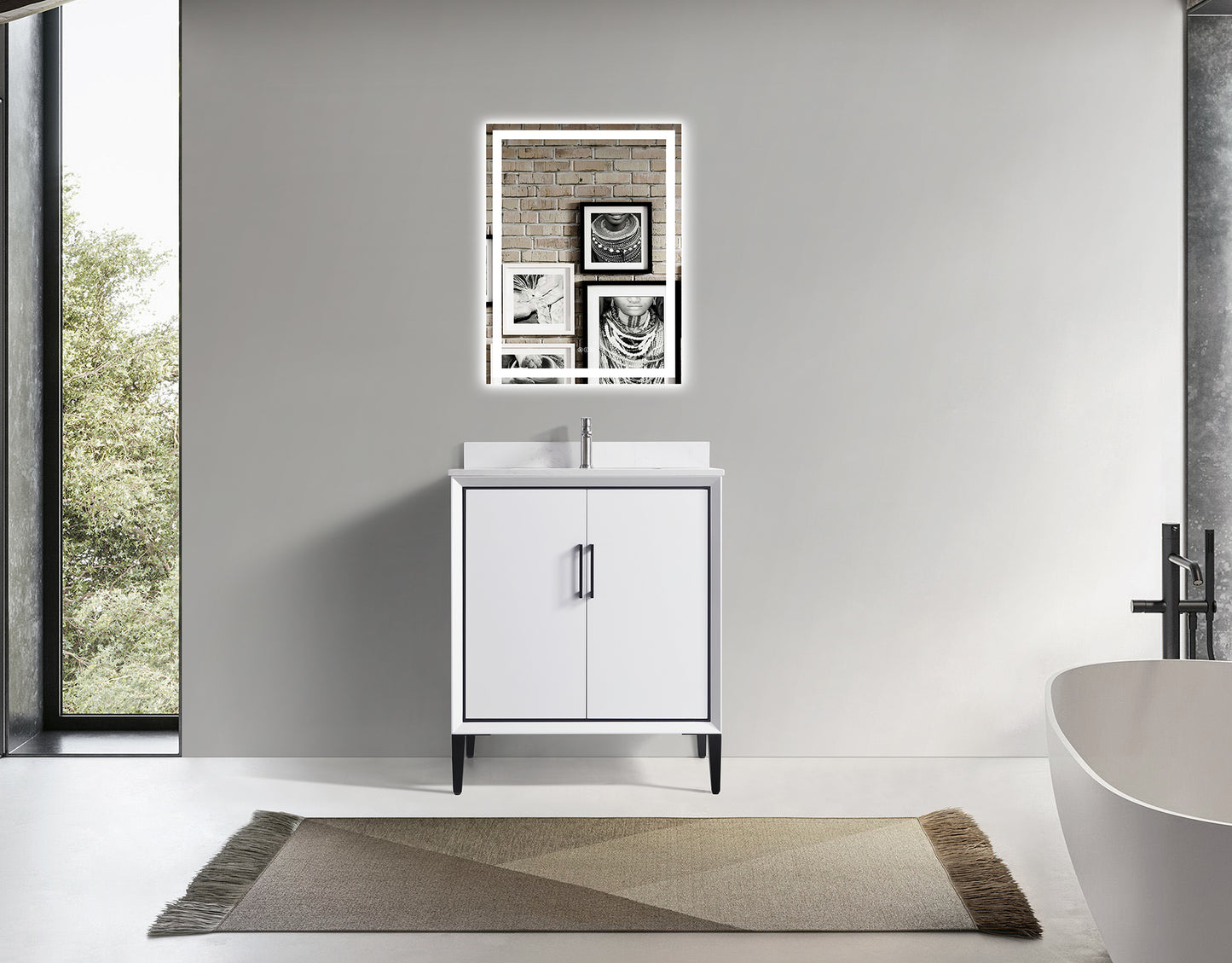 ODBO 30"x22"x35" Bathroom Wall Cabinet Over Toilet Storage with Large Space ODBO4-30WHT