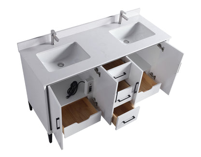 ODBO 60"x22"x35" Cabinet for Bathroom with Large Space ODBO4-60DWHT