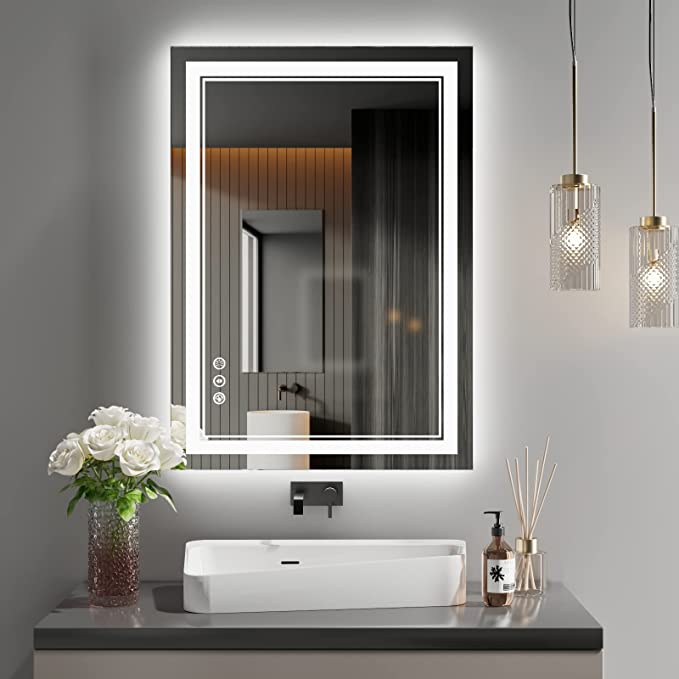 ODBO W20 x H28" Square LED Bathroom Mirror Anti-fog 3 Color,Silver L001AC5070