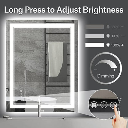 ODBO W20 x H28" Square LED Bathroom Mirror Anti-fog 3 Color,Silver L001AC5070