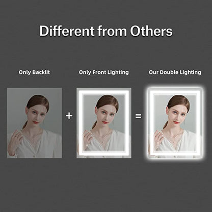 ODBO W24 x H32" Square LED Mirror Bathroom Anti-Fog Dimmable 3 Color,Silver L001AC6080