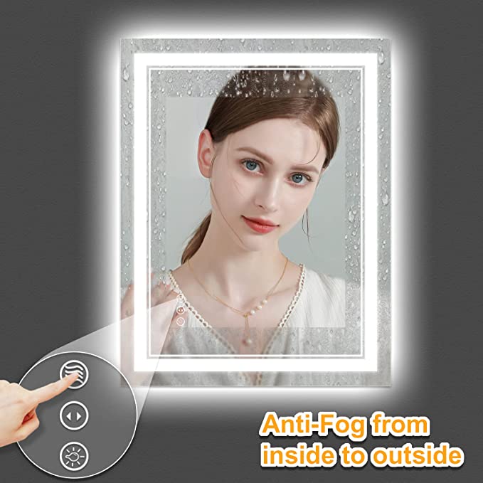 ODBO W28 x H36" Square Anti-Fog led mirror 3 Colors Vanity Mirror,Silver L001AC7090