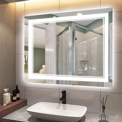 ODBO W40 x H24" Square Bathroom Led Mirror 3 Color,Silver L001AC10060