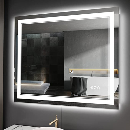 ODBO W36 x H30" Square Bathroom mirror with lights Silver L001AC9076