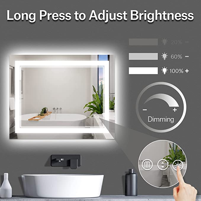 ODBO W36 x H30" Square Bathroom mirror with lights Silver L001AC9076