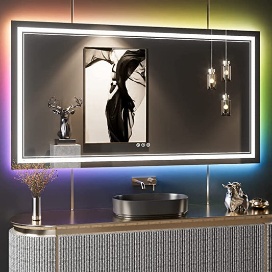 ODBO W60 x H28" Square Bathroom mirrors for vanity  Silver L001AC15070RGB