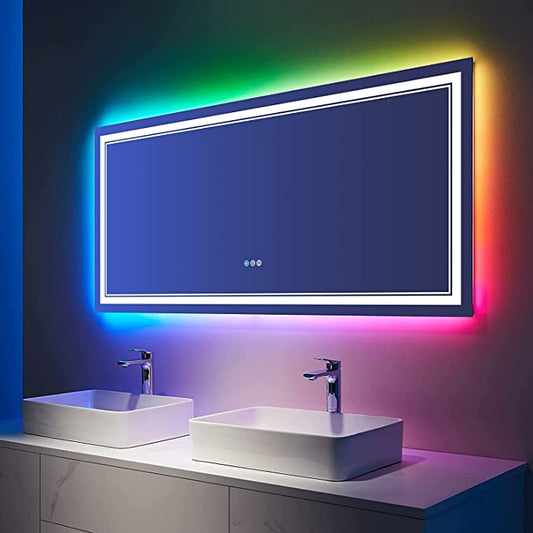 ODBO W55 x H30" Square Light mirror bathroom Silver L001AC13975RGB