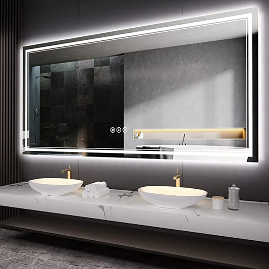 ODBO W60 x H36" Square LED light mirror, Bathroom mirror with lights Silver L001B15090