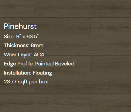 XPF Flooring- Pinehurst 8mm 100% waterproof 23.77sf/box