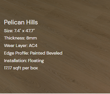 XPF Flooring- Pelican Hills 8mm 100% waterproof 17.17sf/box