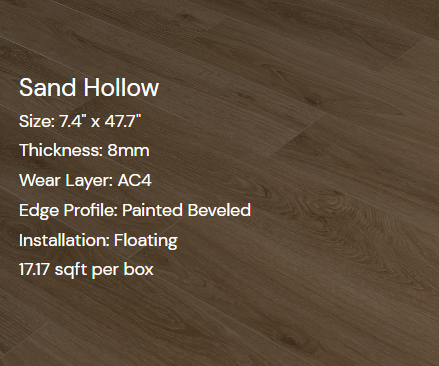 XPF Flooring- Sand Hollow 8mm 100% waterproof 17.17sf/box